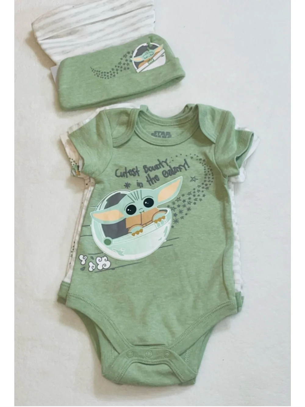 Baby Star Wars Bodysuits 3-6 Months Green White Grogu 3-Pack